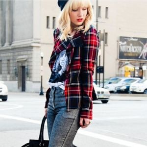 HEED Tartan Plaid Peplum Blazer Jacket